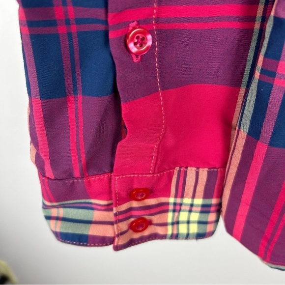 Kuhl Casual Plaid Western Nylon Long Roll Tab Sleeve Button Down Shirt XL Pink - Picture 10 of 16